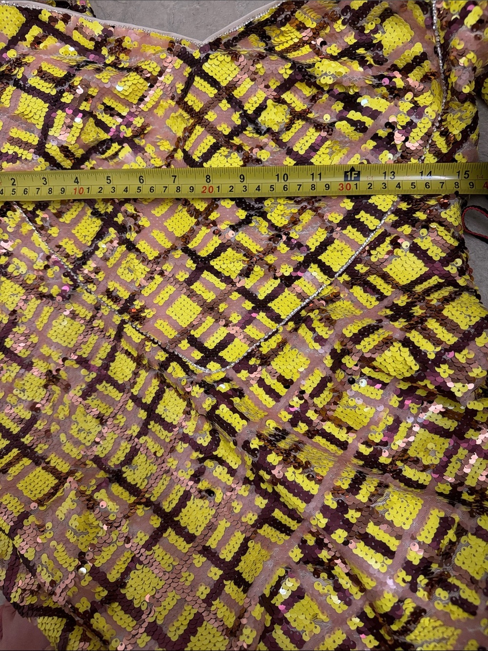 ASOS LUXE Yellow Plaid Sequin Puff-Sleeve Mini Dress - Picture 10 of 12